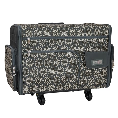 Everything Mary XL Flat-Top Rolling Sewing Machine Case – Tan Geo...