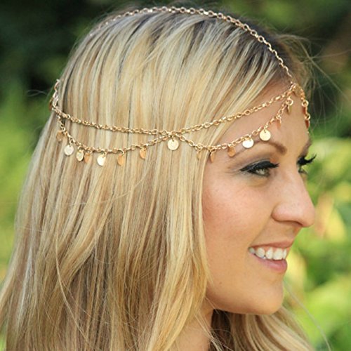 Unicra Wedding Head Chain Jewelry Bridal Hair Accessories for Party and Evening Gold Decorative Headbands for Women and Girls