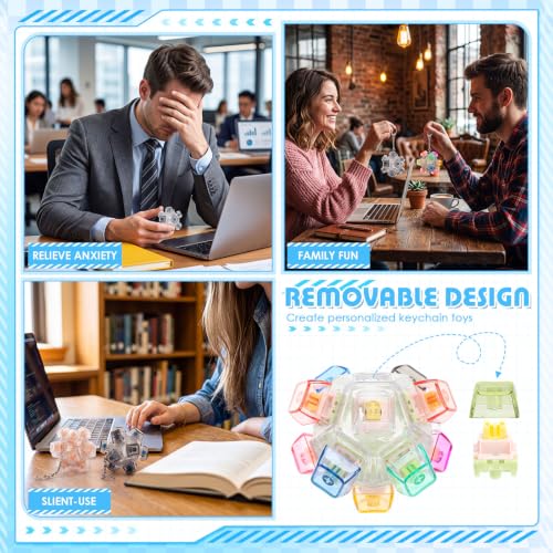 Halloscume 3 Pcs Adult Keyboard Fidget Clicker Toy, Clicky, Creamy & Silent Keyboard Fidget Keychain Cube Mechanical Key Button Clicker Stress Relief Gift for Office Home Pass Time - Image 5