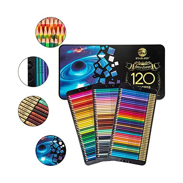 SJ STARJOY Gold Edition 120 Colored Pencils for Adult Coloring with