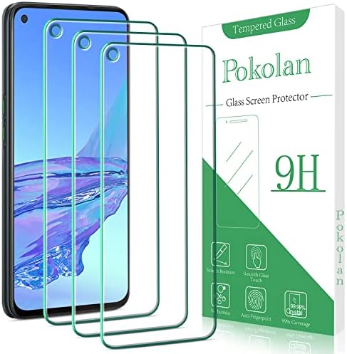 Pokolan 3 Pack Screen Protector for OPPO A53, A53s, A52, A72, A73 5G, A54 5G, A74 5G HD Tempered Glass, 9H Hardness, Case Friendly, Anti-Scratch, Bubble Free