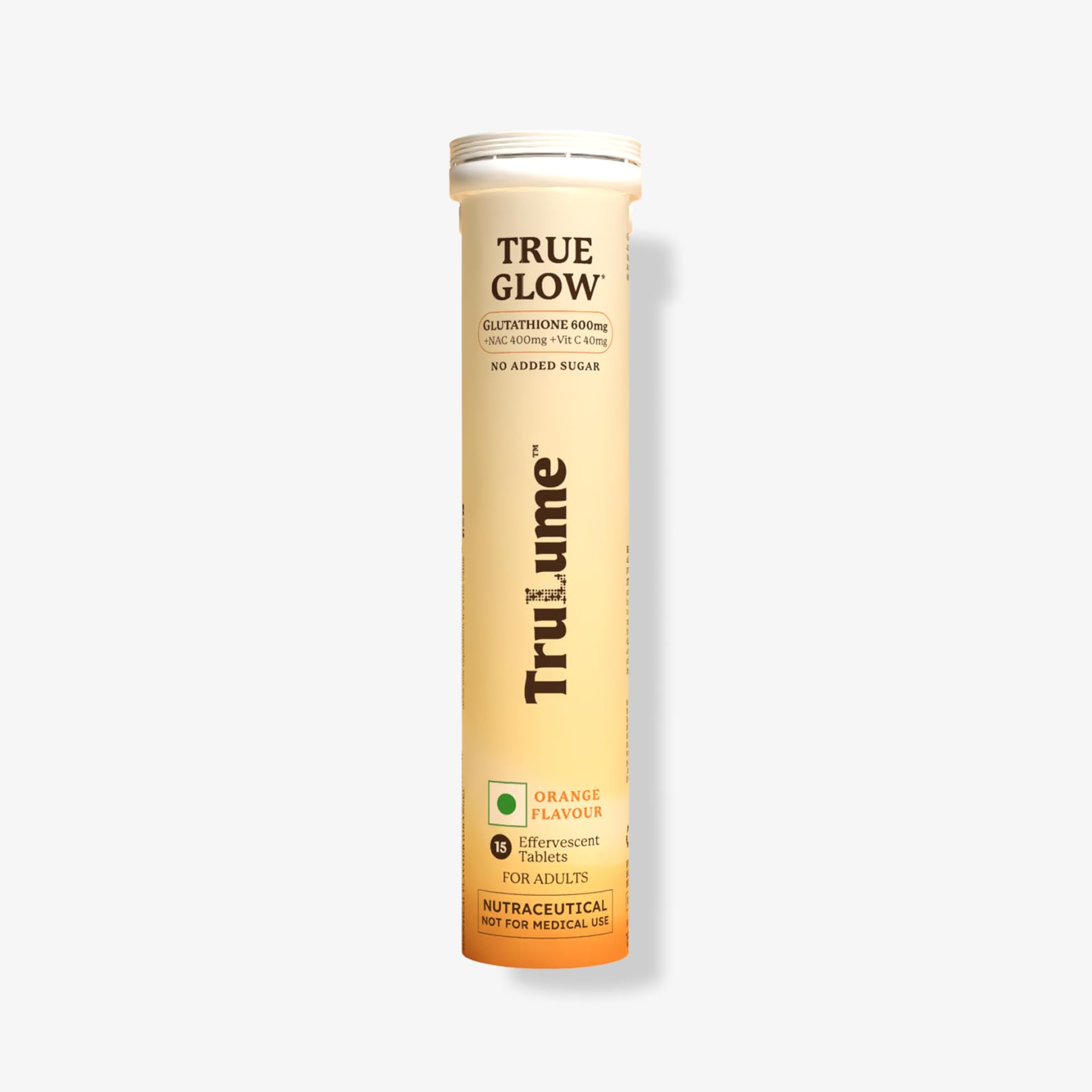 True Glow Glutathione Effervescent Tablets with L-Glutathione and N-Acetyl-L-Cysteine | Antioxidants for glowing skin and radiant tone | No Added sugar, Orange flavour (15 N)-image-43