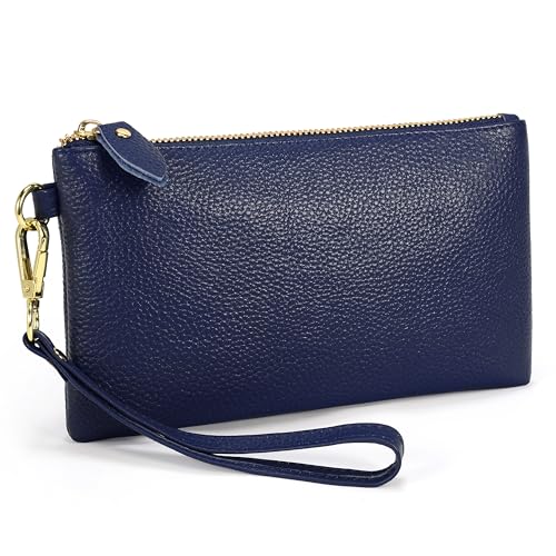 Image of YALUXE Genuine Leather Wristlet Handbags Purses Cell Phone Pocket Clutch Wallet Crossbody Bags for Women