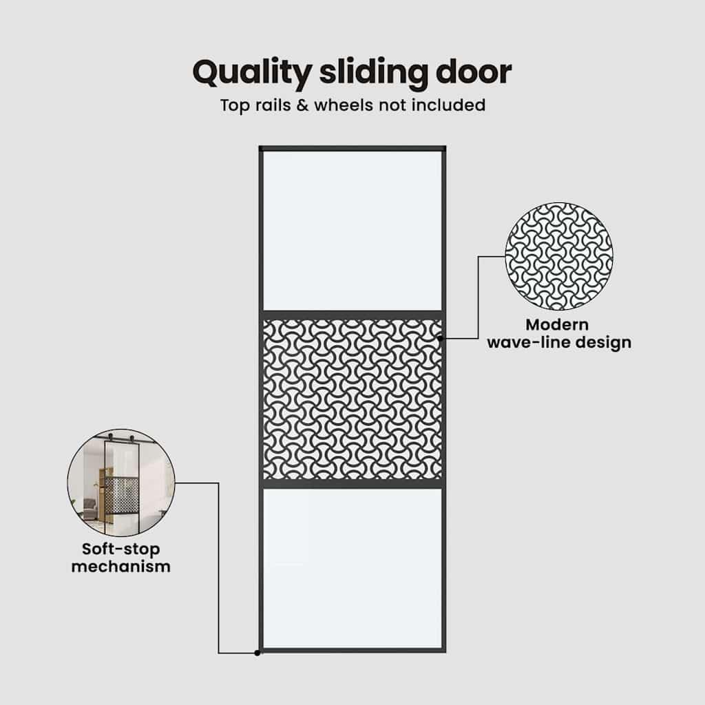 vidaXL Puerta de Vidrio 90 x 2 x 205 cm Aluminio Negro