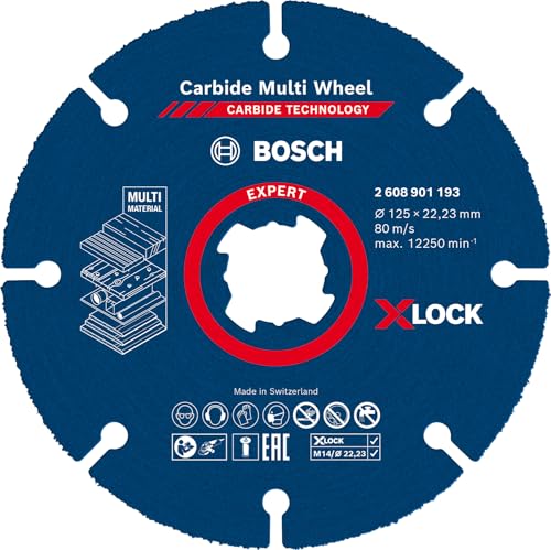 Bosch 1x Disques à tronçonner EXPERT Carbide Multi Wheel X-LOCK (pour Bois dur, Bois clouté, Ø 125 mm, Professional Accessoire Petite meuleuse angulaire)