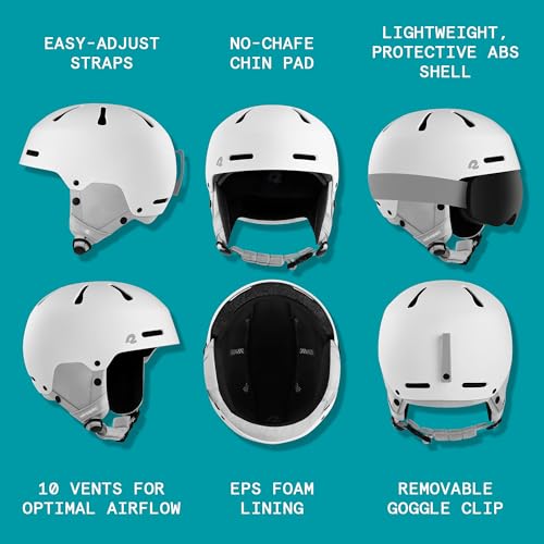 Image of Comstock Kids Ski & Snowboard Helmet with ABS Shell, EPS Impact Protection & 10 Cooling Vents - Adjustable Winter Sports Gear, Goggle Clip