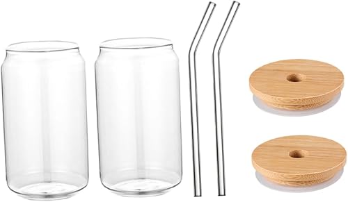 Hemoton 2 tarros Mason con tapa y pajilla, vaso de boca ancha de 12 onzas para beber, vasos de café helado reutilizable, vasos de cóctel, funda de