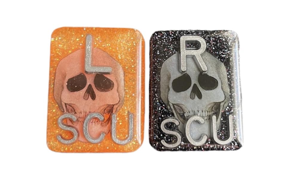 Skull Xray Markers, Large Rectangle, Glitter, With 2 or 3 Initials, Realistic