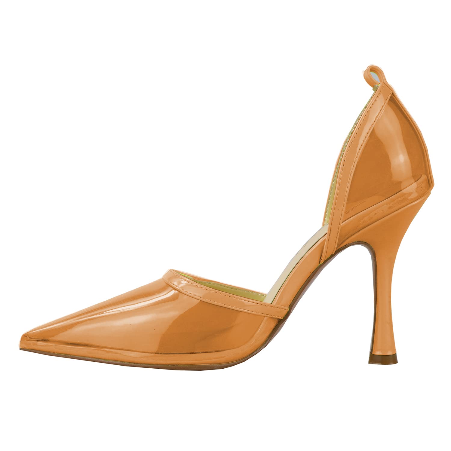 Zapatos de tacón alto para mujer, con puntera puntiaguda, sexy, de tacón alto, estilo cerrado, tacón medio, sandalias transparentes de verano, Orange, 41 EU