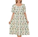 VTUOFC Women's Yellow Floral Print Moo Moo Nightgown with Pockets, Size 2XL