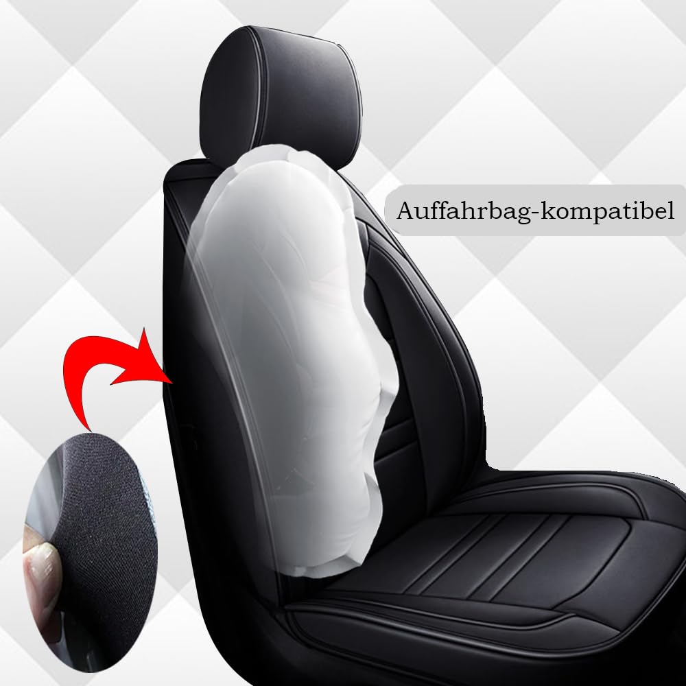Autositzbezüge Auto Vordersitz 2 PCS Set Für Audi A4 Autositzbezüge Leder ，Komfortabel Wasserfest Verschleißfest Atmungsaktiv Schwarz