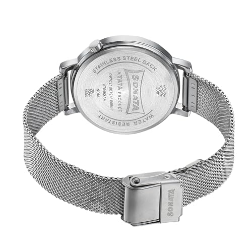 Image of Sonata Elegent Essentials Quartz Analog Pink Dial Stainless Steel Strap Watch for Women