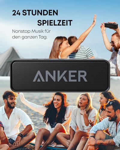 Anker SoundCore Kompakter Bluetooth Lautsprecher, 24 Stunden Wiedergabe, Intensiver Bass, Integriertes Mikrofon, kompatibel mit iPhone, iPad, Samsung, Nexus, HTC und mehr (in Schwarz) – Bild 3