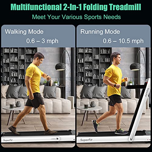 Image of GYMAX Walking Pad, 4.75HP Under Desk Treadmill with LED Touch Screen, App Control, Built-in Speaker & Handle, 2 in 1 Folding Compact Portable Treadmill for Home Small Space