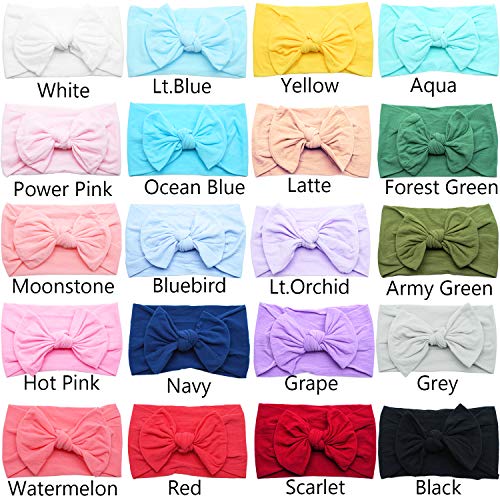 20Pcs Baby Girls Headbands Soft Nylon Newborns Headbands 4.5Inch Hair Bows Elastic Hairbands Hair Accessories For Newborns Infants Toddlers Girls Kids #TOP1