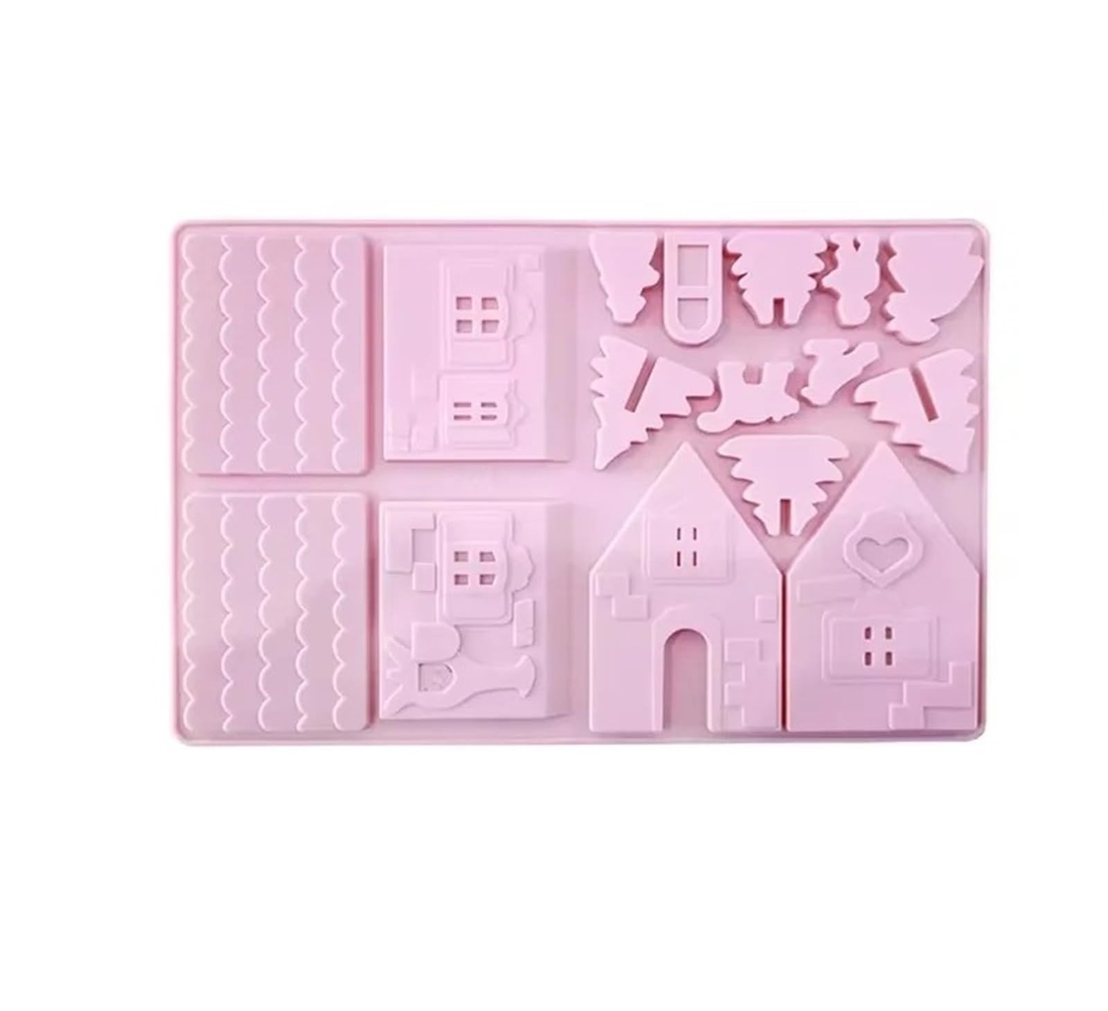 Molde de silicona 3D for chocolate con forma casa jengibre navideña, ideal for decorar pasteles y galletas. También sirve como plantilla for hornear otros dulces Para Repostería Y Postres