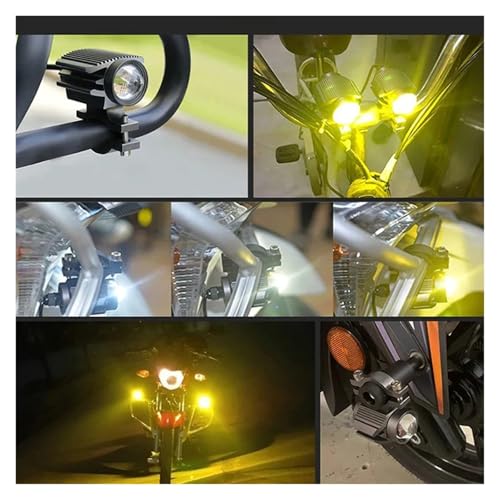 Focos auxiliares universales de doble color para solucionar la falta de luz en moto con niebla 6