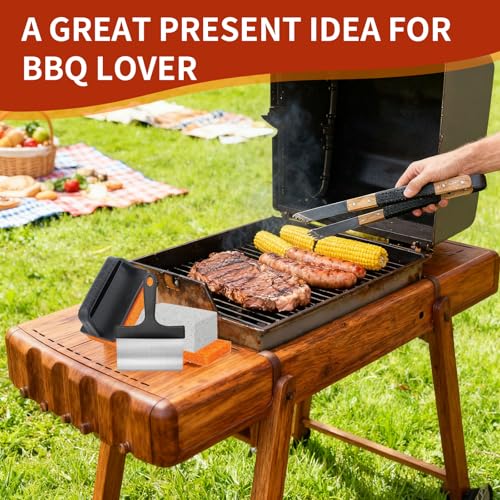 Houbobo Griddle Cleaning Kit for Blackstone, 10 Pieces Flat Top Grill Accessories Cleaner Tool Set with Grill Brick, Scraper & Brush, Easy to Remove Barbecue Grease and Stains - Image 6