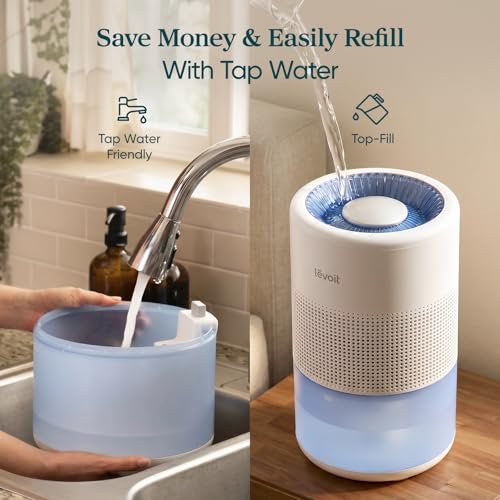 Image of Levoit Evaporative Humidifiers for Bedroom, 19dB, Superior Studio Smart | 4.5L, Large Room Up to 600ft, No White Dust for Baby, Long-Lasting Reusable Filter, Auto Mode, Self-Clean & Dishwasher Safe