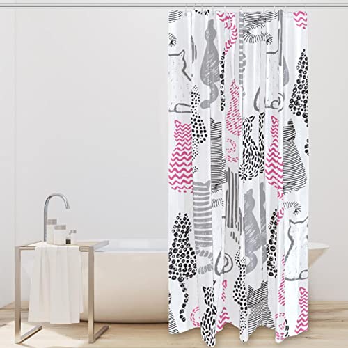 Rideau de douche chat abstrait 183 cm solution anti-eau pour sol sec
