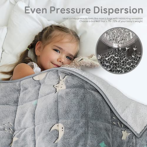 Sivio Kids Glow In The Dark Weighted Blanket 3Lbs, Star Moon Patterned Blanket Suitable For Bed Couch, Sherpa Fleece Heavy Blanket For Children Between 19-40 Lbs, 36 X 48 Inches #TOP3
