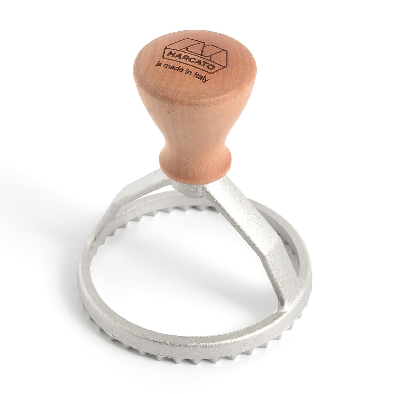 Marcato Ravioli and Cookie Cutter, Ravioli Maker, Cookie Cutters, Solid Wood and Cast Aluminum, Made in Italy, 80 mm Round Stamp