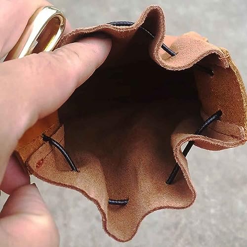 1-Pack Leather Coin Pouch - Mini Coin Organizer with Drawstring for Men & Women (Red)4