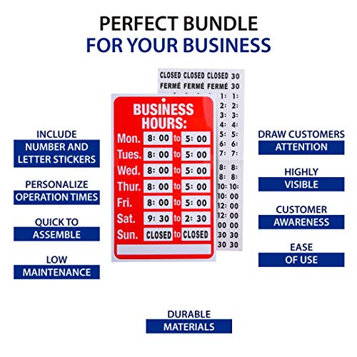 Buying Guide Cosco Sign Kit, Business Hours, 8 x 12 Inches (098071)