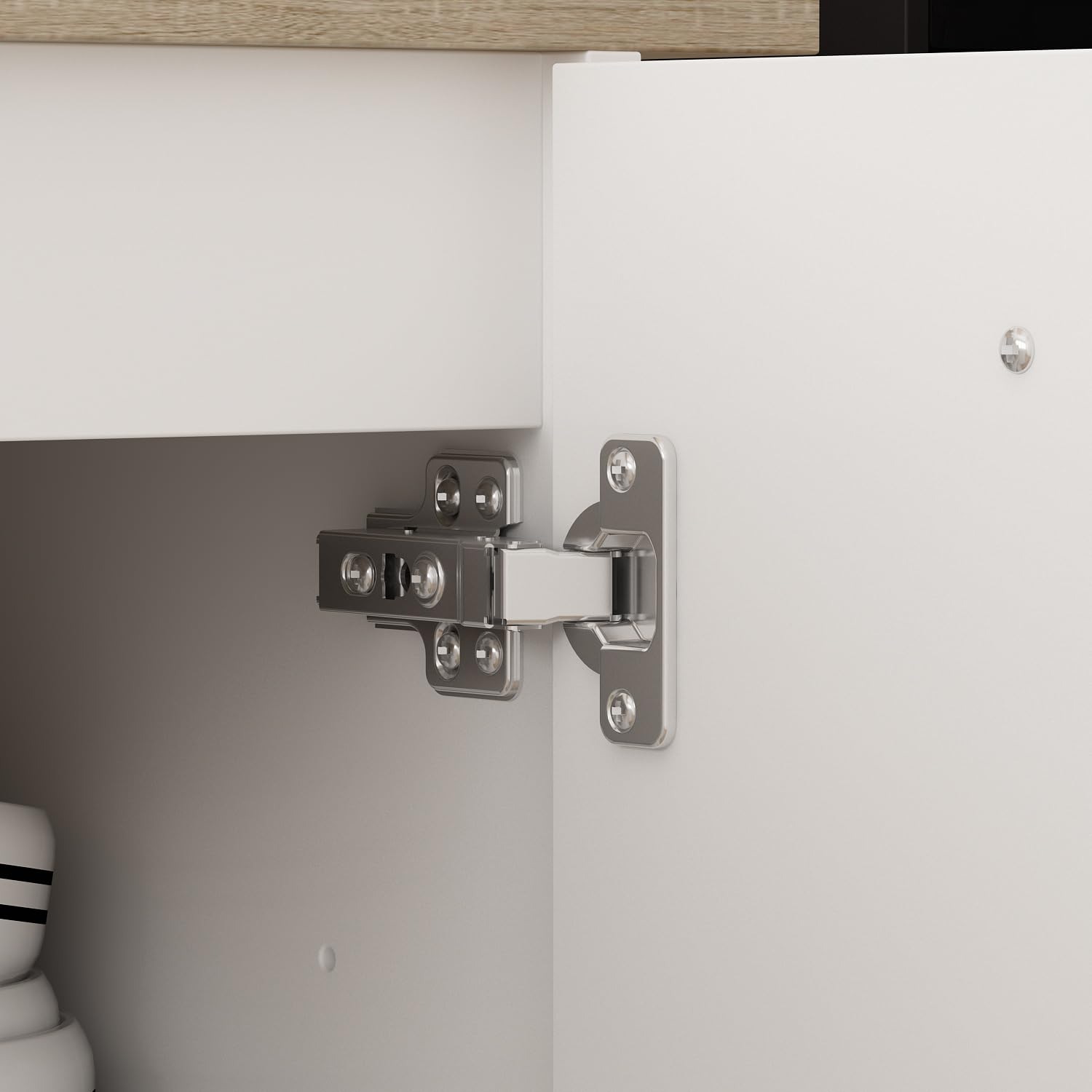 Kücheninsel mit Arbeitsplatte, Küchenschrank mit schubladen, Kücheninsel mit Verstellbare Regale, Buffetschrank, Holz&Weiß, 150 x 91 x 80 cm, MDF