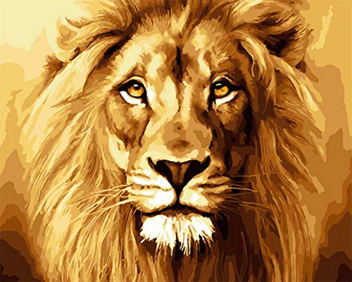 Wowdecor Paint by Numbers for Adults Beginner Kids, Number Painting - Animal King of Beasts Gold Lion 40x50 cm - Wall Art Gifts (No Frame)