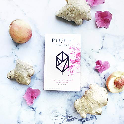 Pique Organic Peach Ginger Black Tea Crystals - Gut Health, Energy, Fasting - 14 Single Serve Sticks (Pack of 1)