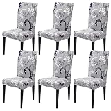 HZDHCLH Grey Chair Covers for Dining Room 6 Pack,Stretch Spandex Parsons Chair Slipcover Set of 6,Wa