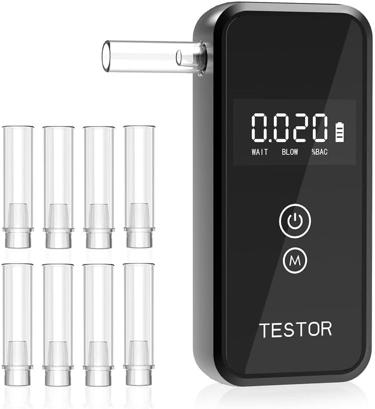 PortaLite Breathalyzer, 2026 Digital Alcohol Breathalyzer Tester, Portable High-Accuracy Breathalyzers for Alcohol with Historical Detection Data for Personal & Home Use | 8 Reusable Mouthpieces