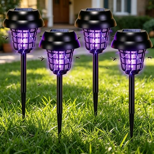 4 Pack Solar Bug Zapper Outdoor Waterproof Mosquito Repellent Outdoor Patio Mosquito Trap & Killer...