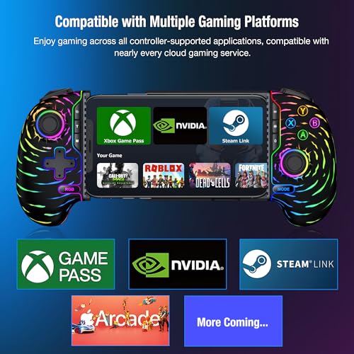 HELLCOOL Controlador móvil de juegos para iPhone y Android, controlador de teléfono para Xbox/Steam/GeForce Now/MFi Apple Arcade/Roblox, controlador de juego de teléfono inalámbrico con joystick de - imagen 3