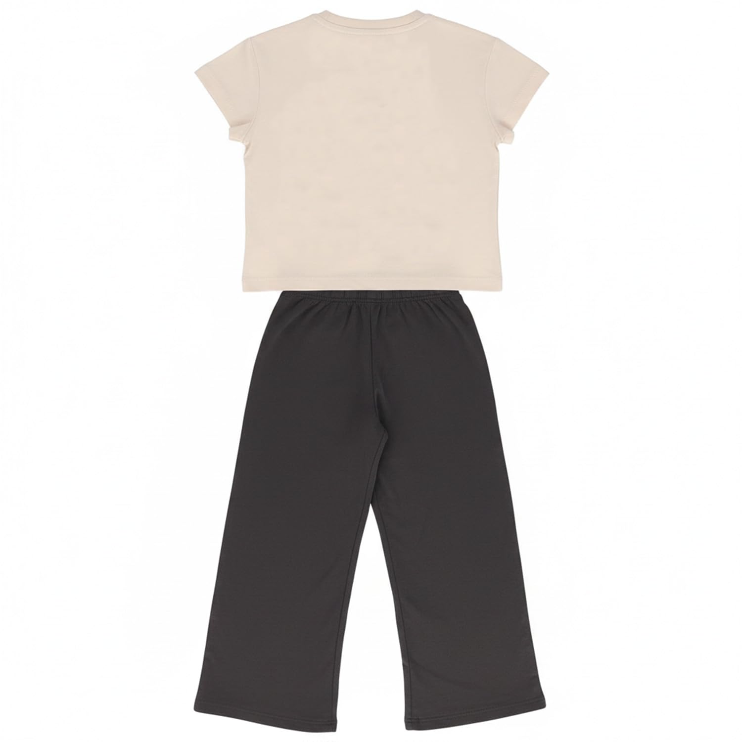 SAHINLER créateur d'univers K-Pop Demon Hunters - Ensemble Pyjama Enfant Huntrix K-Pop Demon Hunters - 100% Coton - Jersey Doux 160 GSM - Beige et Noir