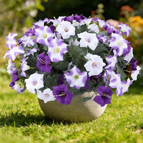 Geegoods Artificial Petunias Flowers for Outdoors 4 Bundles UV Resistant