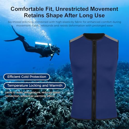 Chaleco térmico sin mangas de neopreno de 3mm, unisex, con cremallera, para buceo, natación, surf y snorkel (Talla S) miniatura 4