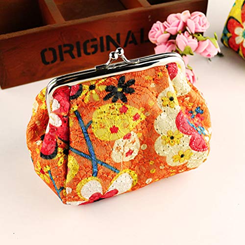 Lurrose Bolsa de moedas de pano bordado vintage flor de carga bolsa bolsa de dinheiro para mulheres