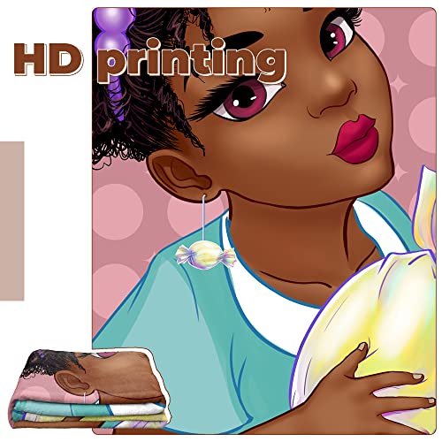 African American Blanket For Girl, Black Girl Magic Throw Blanket For Girls, Fluffy Cozy Fleece Blanket With Vibrant Colors And Cute Design, Soft And Warm Throw Blanket-50X60 Inches #TOP1