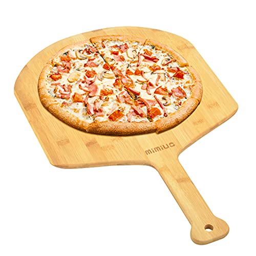 Mimiuo Natürlicher Bambus-Pizzaschieber - 38,1 cm Holz-Pizzaschaufel zum Backen von hausgemachtem Pizzabrot und zum Schneiden von Obstgemüse Cover