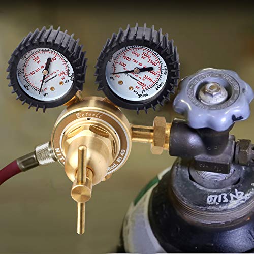 Betooll Nitrogen Regulator With 0-600 Psi Delivery Pressure Equipment Brass Inlet Outlet Connection Gauges #TOP5