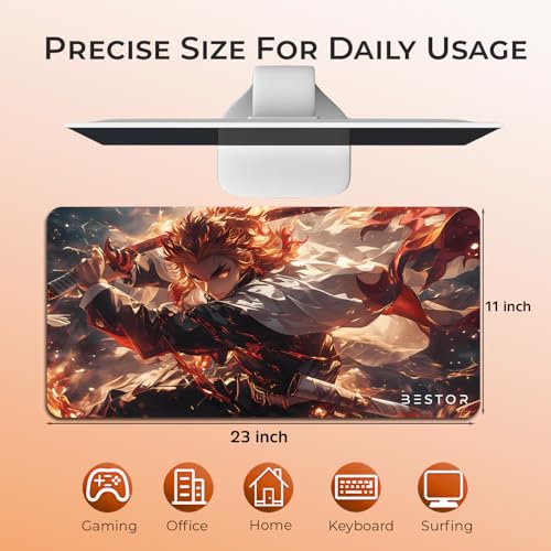 Image of BESTOR Mouse pad with Precise Cut Edges, Waterproof Surface & Non-Slip Rubber Base Stitched Edges Gaming Mouse Mat for Laptop (60cmx34cm)