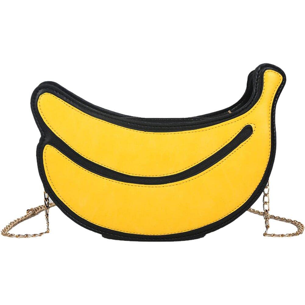 Baokuan Women's Yellow Shoulder Bag Cute Fruit Banana Shaped Crossbody Bag Personality Handbag Purses For Girls
