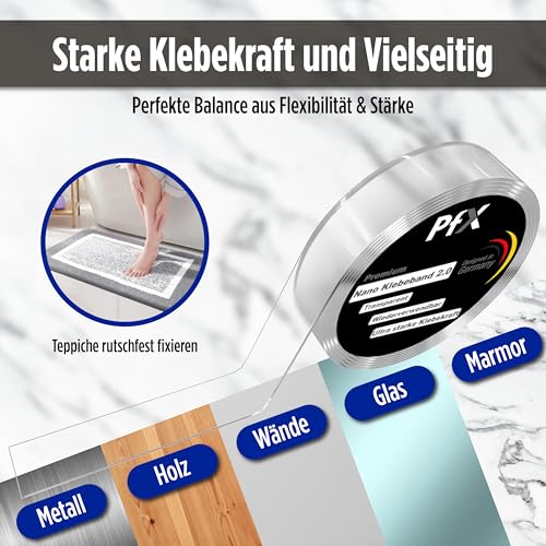 PfX Extrem Starkes Premium Nano Tape [5m] - Neue 2026 Version - Wiederverwendbares Transparentes Nano Klebeband - ACHTUNG EXTREM STARK - – Ansicht 3