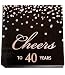 Rose Gold Foil Cocktail Napkins with Cheer 40 Years | Folded 5 x 5 Inches Disposable Party Napkins | 3-Ply Paper Beverage Napkins for 40th Birthday Decorations, Wedding Anniversary, Retirement, Black