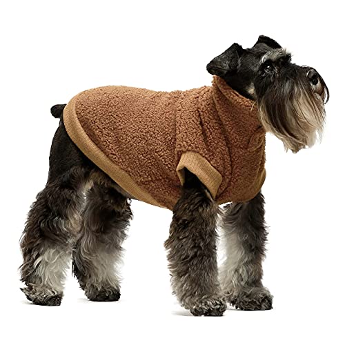 Fitwarm Vest Fuzzy Thick Sherpa Dog Coat Vest Turtleneck Sweater Puppy Winter Clothes Doggie Knitted Pet Cold Weather Clothes Doggy Pullover Jacket Cat Apparel Brown Medium #TOP2