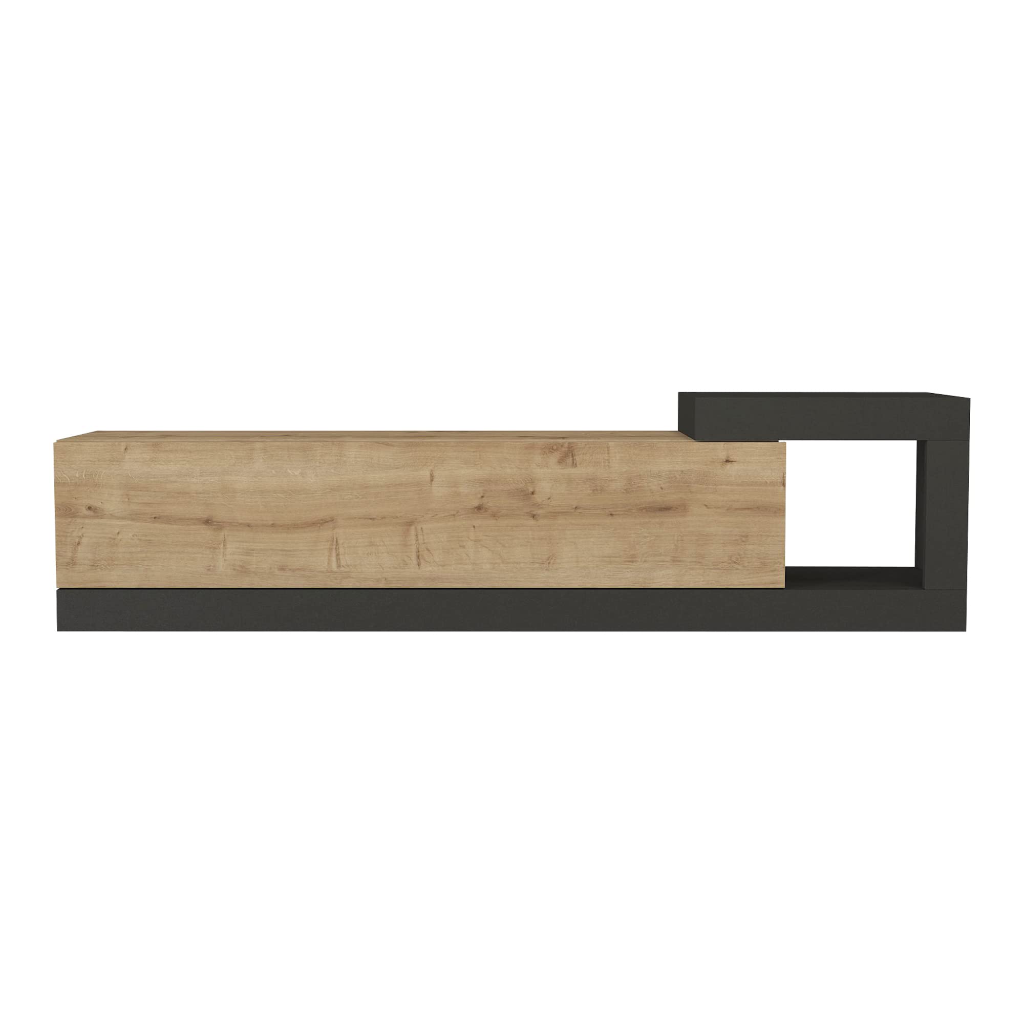 [en.casa] Mobile TV Sospeso 150 x 29,5 x 38,5 cm Mobile Porta TV a Parete Supporto TV a Muro con Anta a Ribalta e Scomparto Laterale Aperto - Effetto Rovere/Antracite