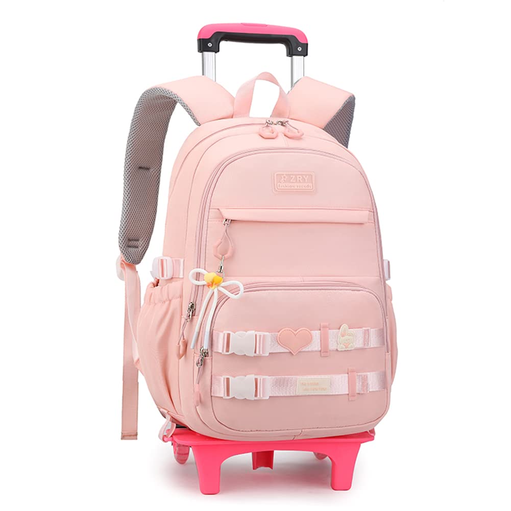 ZHANAOGirls Rolling Backpack Trolley School Bags Kids Luggage with Wheels