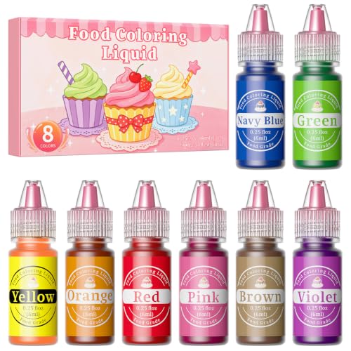 Image of Food Coloring Set - 8 Colors Liquid Edible Dye for Baking Cake Cookie 6ml
